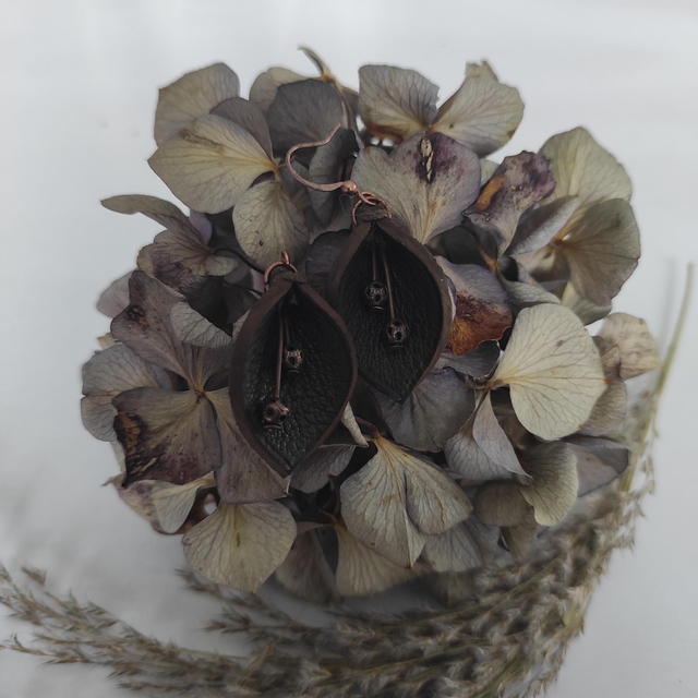 Boucles d&#039;oreilles Feuilles en cuir 