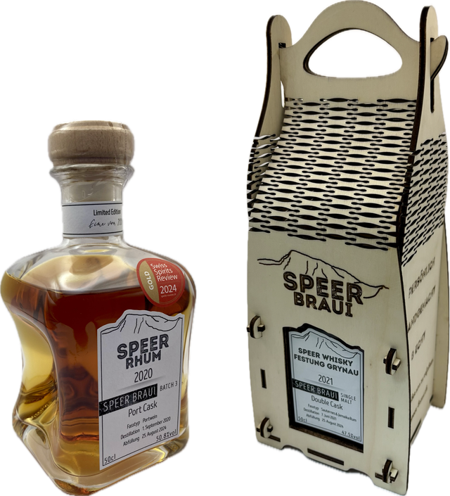 Geschenkset mit Holzschachtel und grosser Flasche