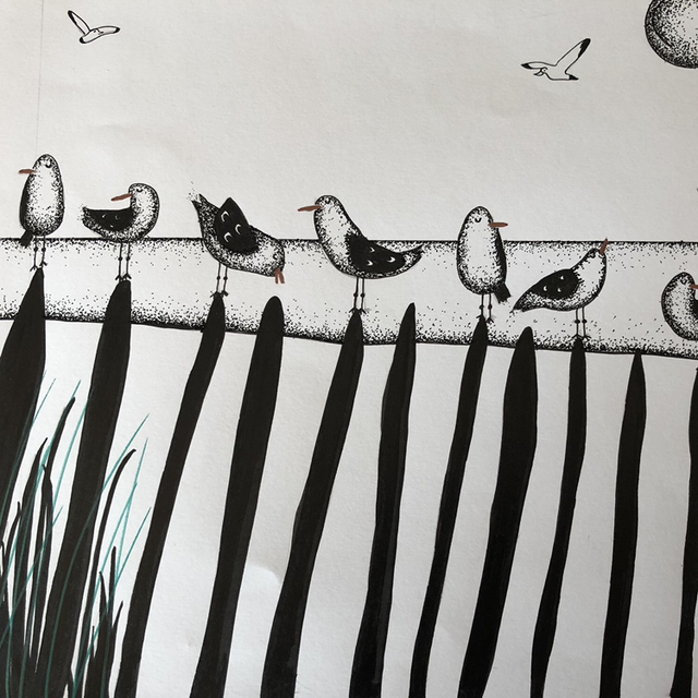 oiseaux - 30 x 40 cm - encadrement 