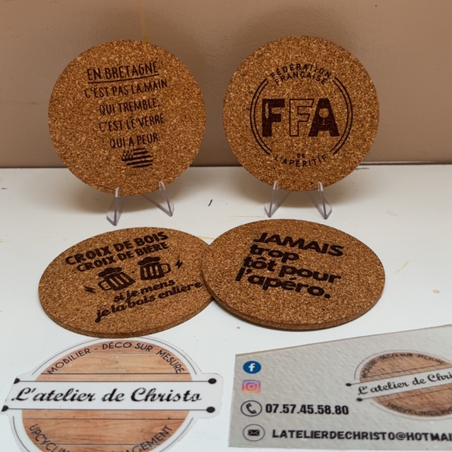 Sous-verres en liège personnalisable 