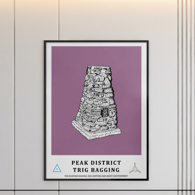 Peak District Trig Bagging Art Print | Travel Poster Style 