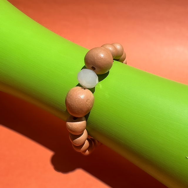 Pulseira Bolas Cristal Branco Média — Peça ÚNICA