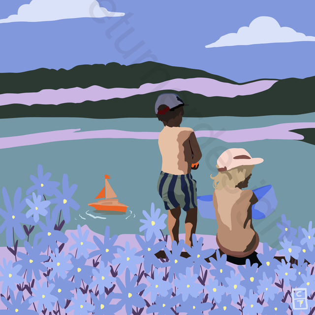 ‘Beach and boats’ Tirage Fine Art