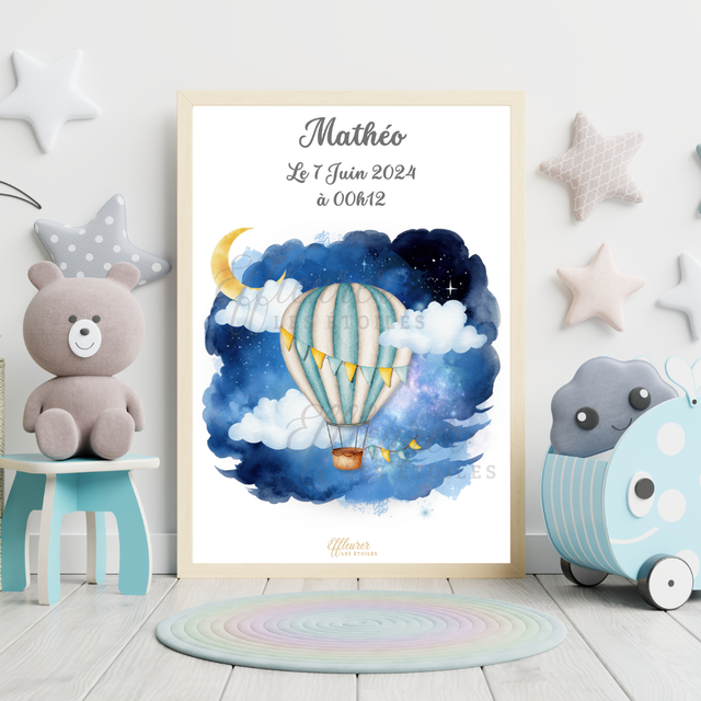 Affiche Bébé - Montgolfière