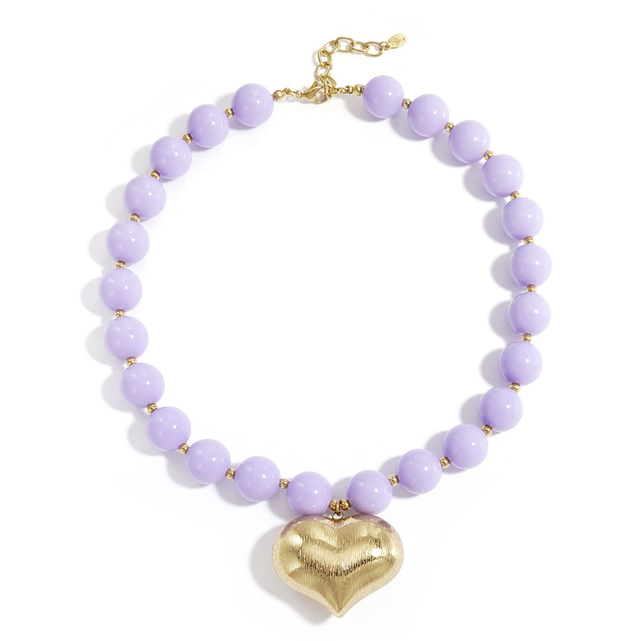 Acryl kralenketting bold heart lila