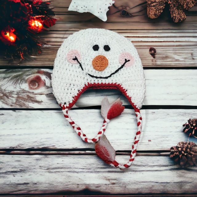 Bonnet péruvien bonhomme de neige 0-3 mois ❤️ pièce unique