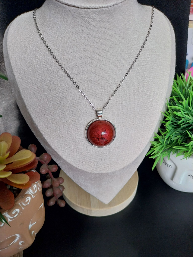 Collier rouge argenté "Nova"