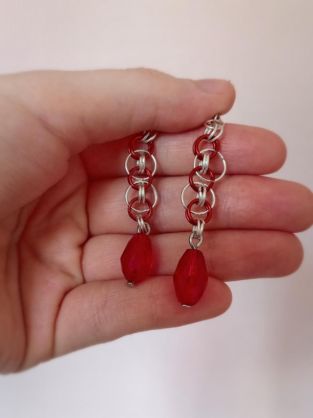Red Chainmail Blood earrings