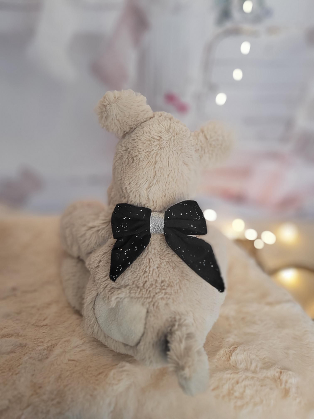 Barrette grand noeud noir et argenté