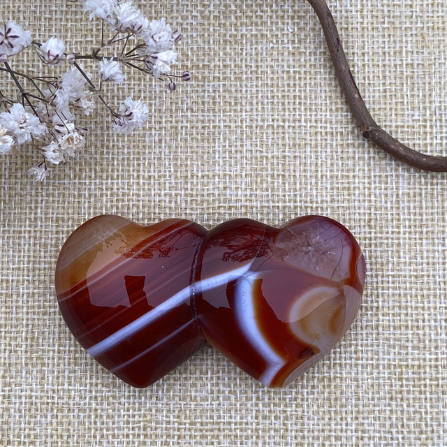 Double coeur en Cornaline 