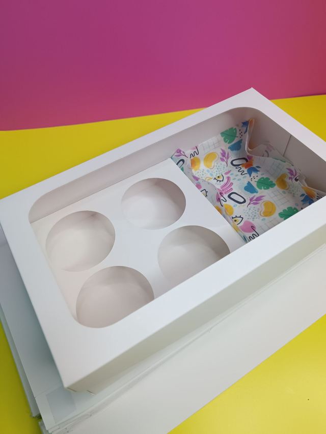 Caja Para 4 Cupcakes y Espacio Adicional