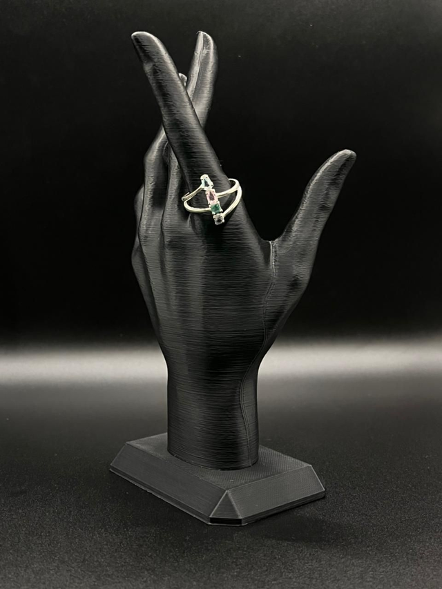 Anel dois aros com zircônia coloridas