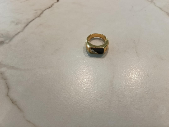 Zegelring goud steentjes