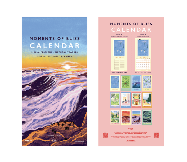 PRE- ORDER 2 in 1 Wall Calendar - 2027 Planner & Perpetual Birthday Calendar