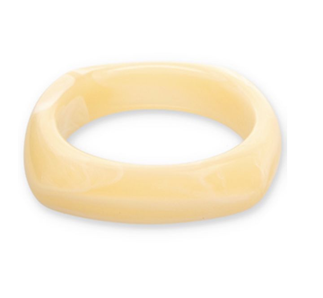 Bracelet jonc en résine jaune vanille-blanc