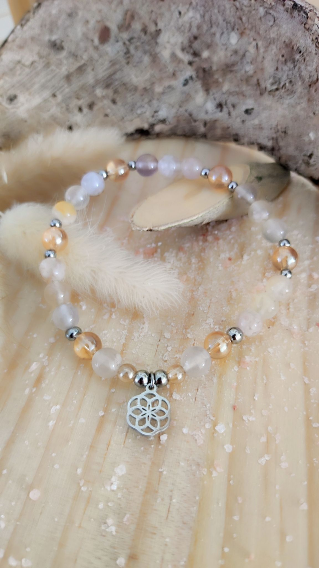 Bracelet Agate Cerise et Quartz Aura