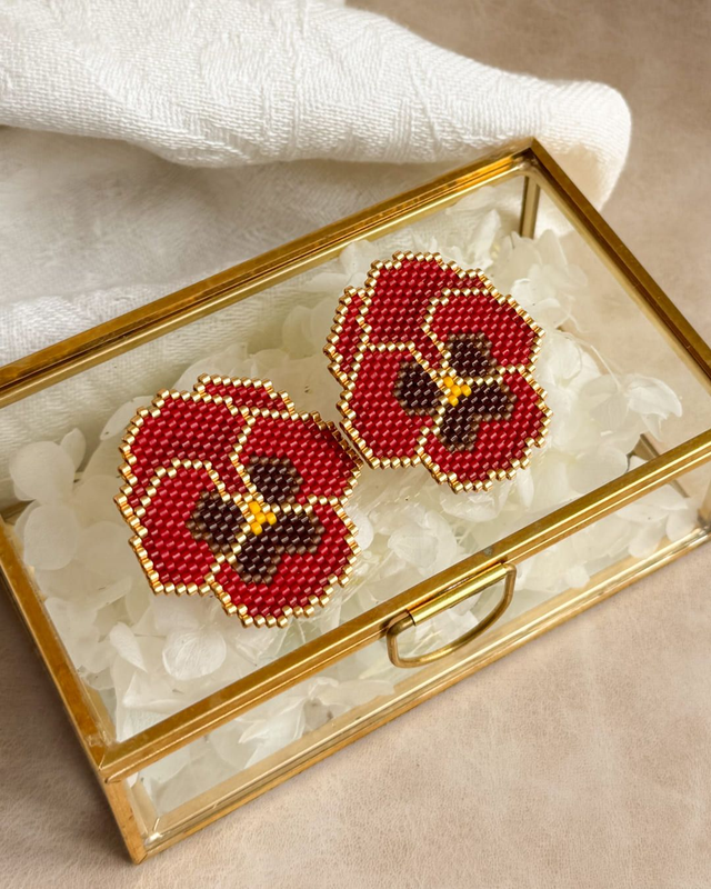 Pensées - Boucles d'oreilles tissées main