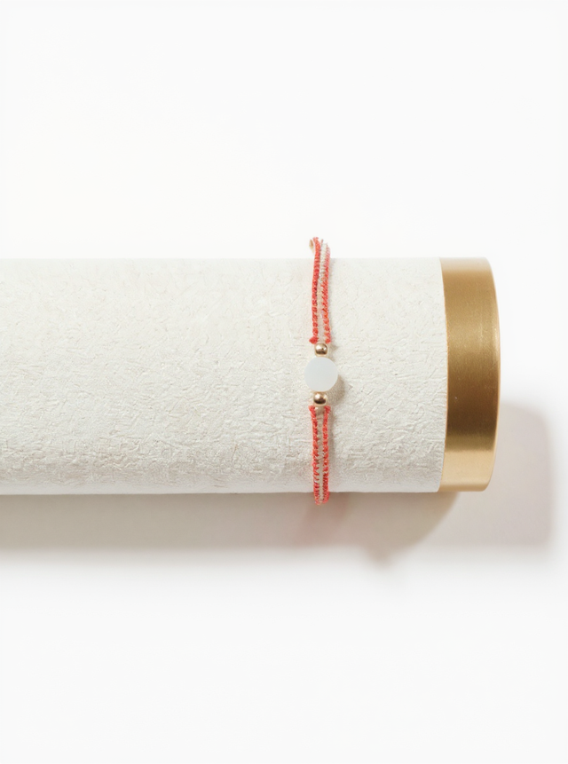 Bracelet double face 1 perle naturelle en micro-macramé