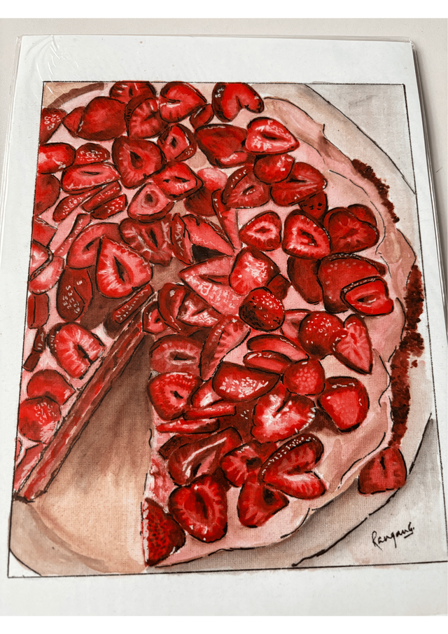 Strawberries and Victoria sponge - A4 print