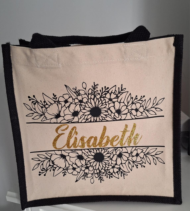 Sac en jute &amp; tissu coloré