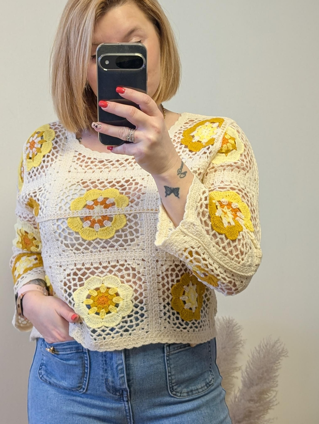 Pull bohéme Anaé jaune 