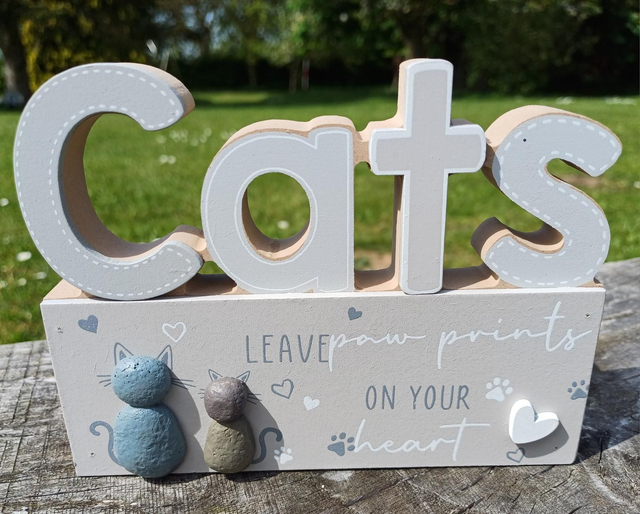 Cat Pebble Sign