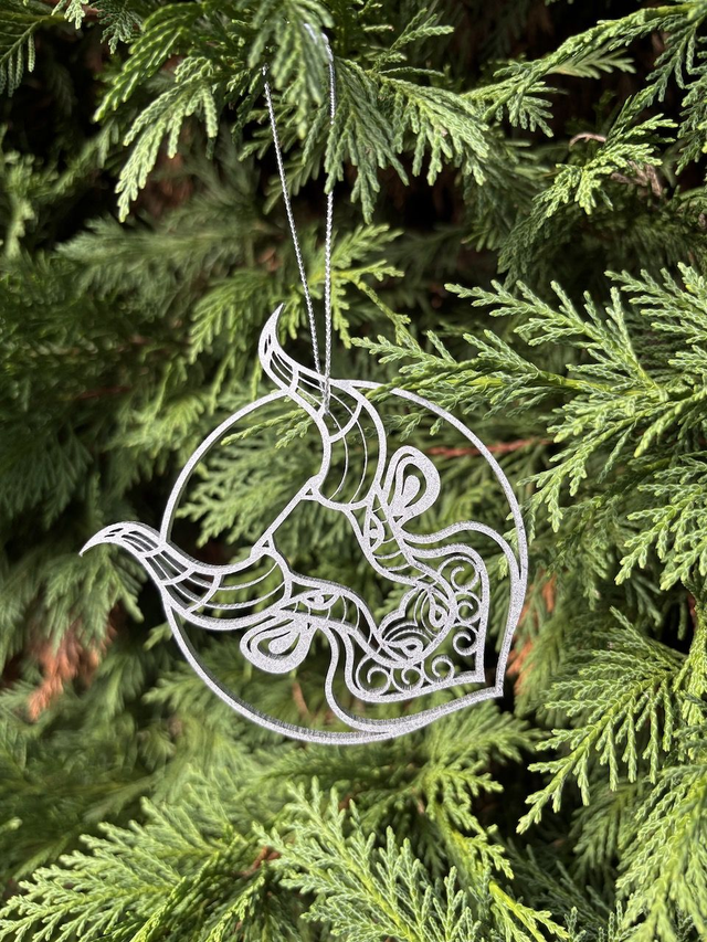 Boule de Noel Taureau Argent