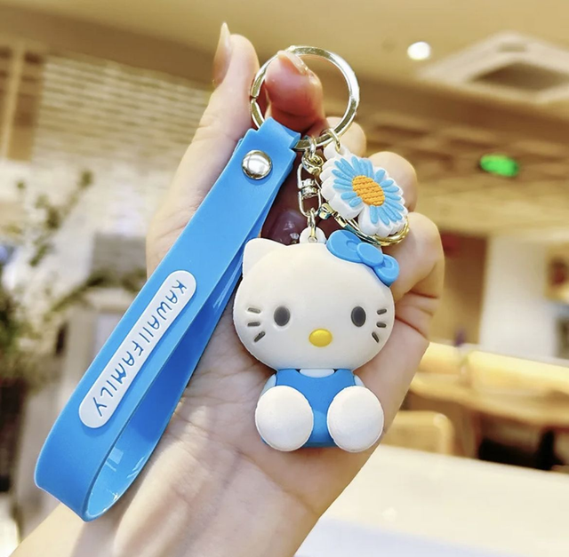 0154 - Hello Kitty - zittend - blauw