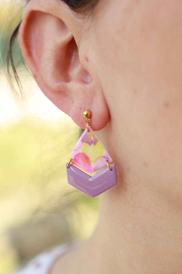 Boucles d&#039;oreilles Géométriques Collection Floraison Colorée