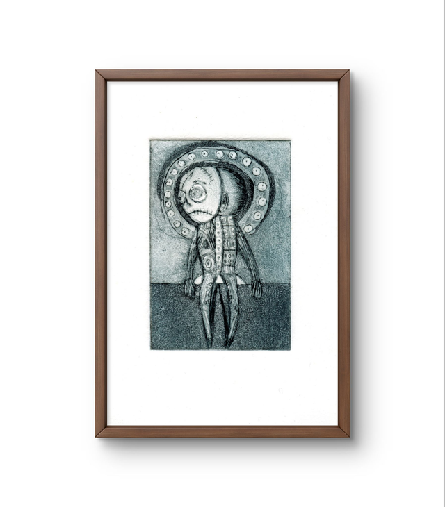 Spirits of light etching 13x18cm blue  