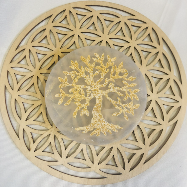 Sélénite Arbre de vie doré 