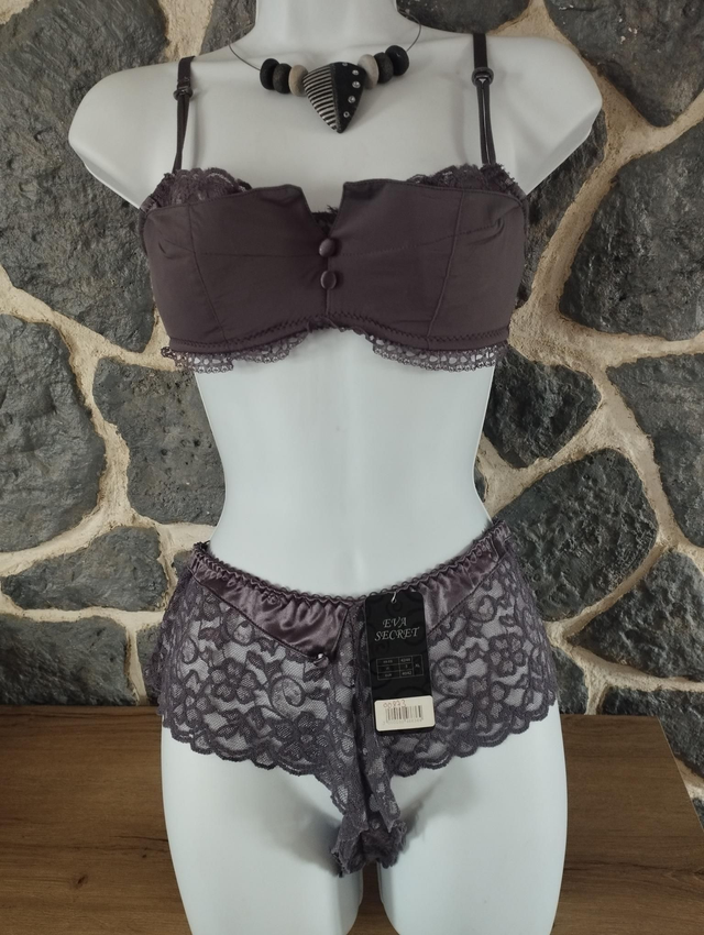 Ensemble bonnet B gris taupe sans rembourrage avec armatures