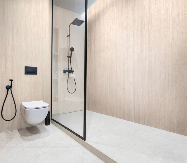Wandpaneele wasserfest Travertine 123x280 Beige