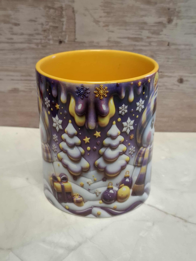 Mug jaune bonhomme de neige
