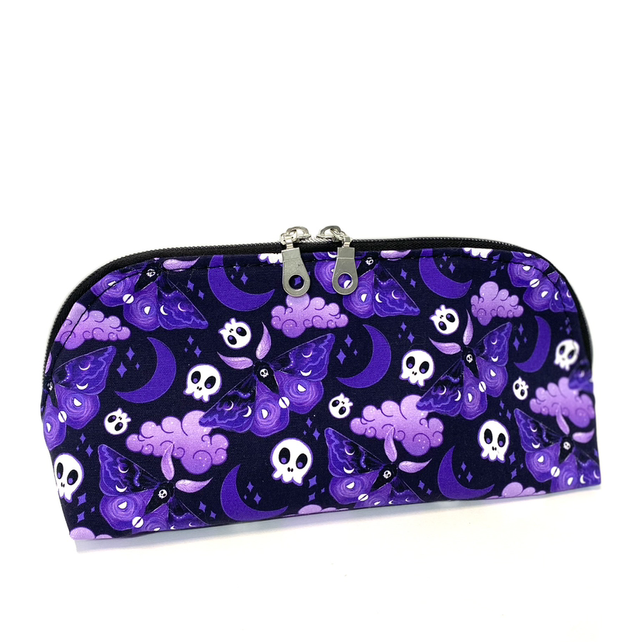 Large Purple Skulls and Moths Pouch 