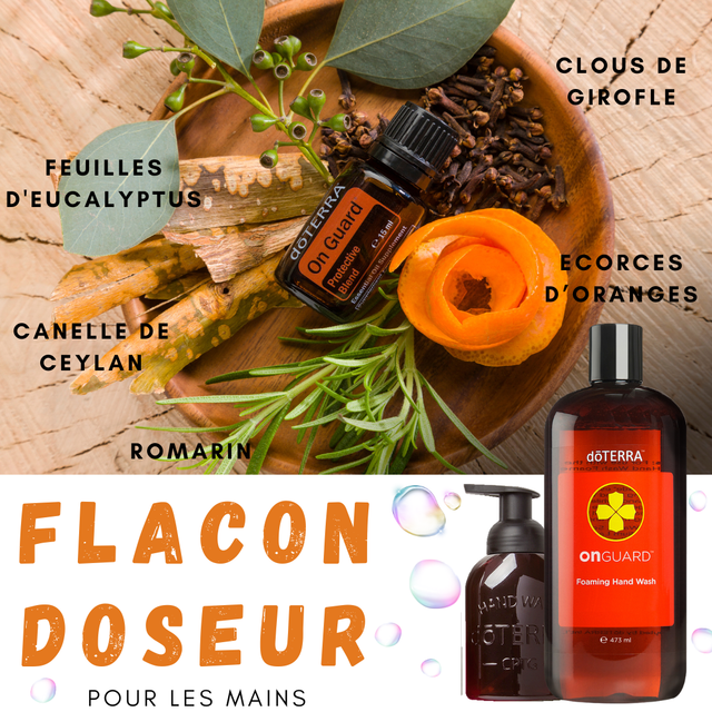 Flacon doseur ambré et mousse nettoyante concentrée pour les mains