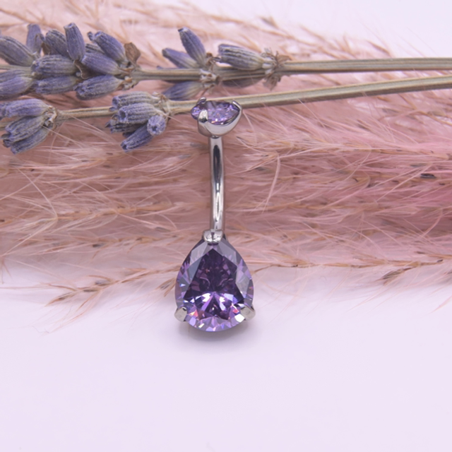 Nombril Strass Griffé Pearshape Violet 