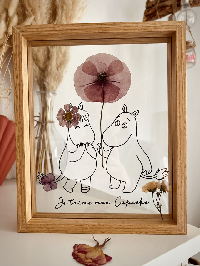 Cadre personnalisé et fleurs séchées - grand 