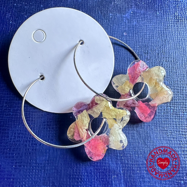 Earring Hoops - Petal Flower Charms