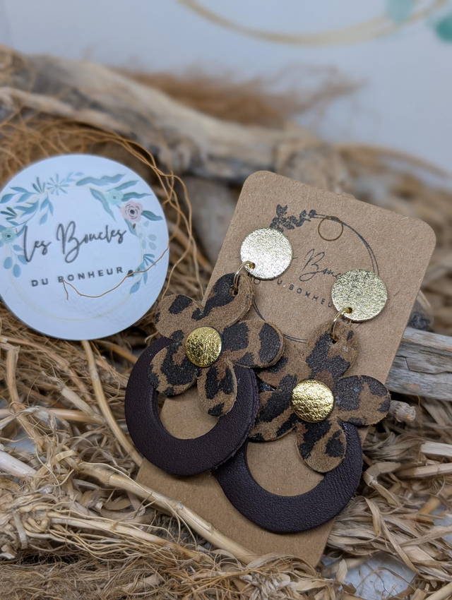 Boucles d'oreilles Baby Marguerite léopard bm1112