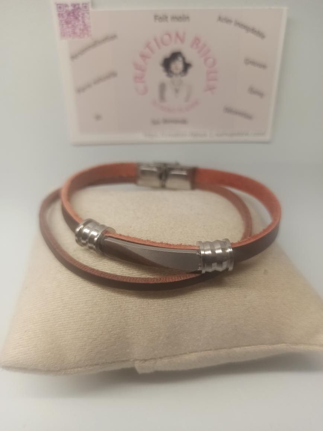 Bracelet similicuir et gourmette 