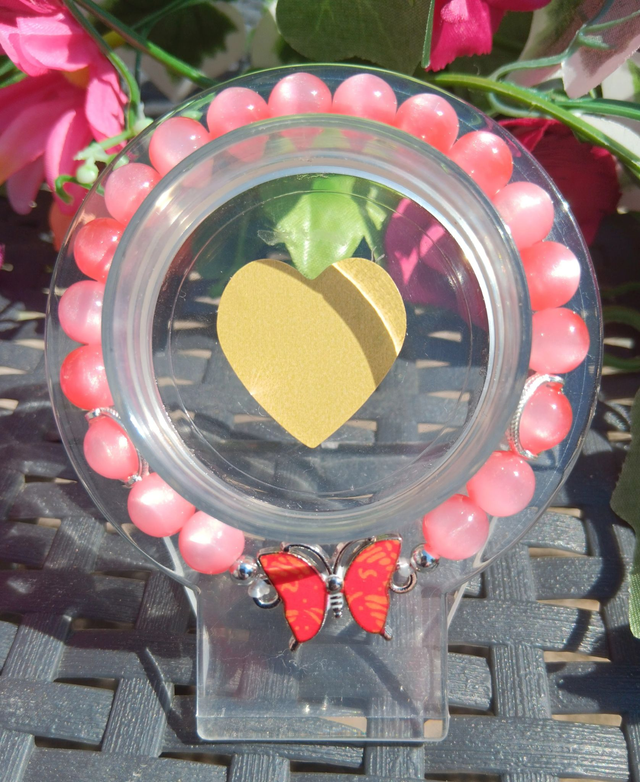 Bracelet papillon, perles effet œil de chat