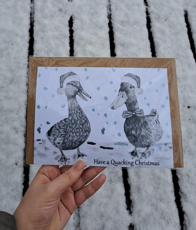 Christmas Quackers Foiled Greetings Card 
