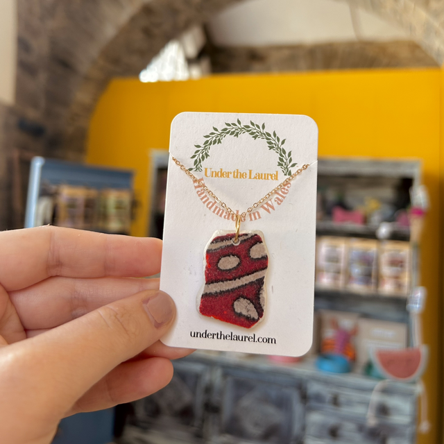 Sea Pottery Statement Necklace Gold Plated Chain