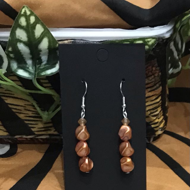 Brown- Peach Dangling Earrings- PODE30