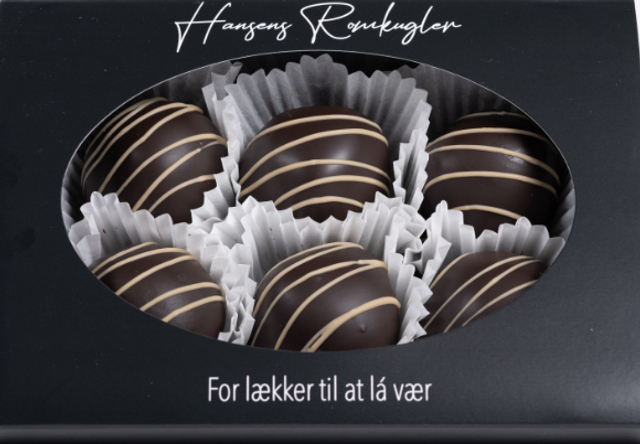 6 stk Klassiske mørk med karamel streger