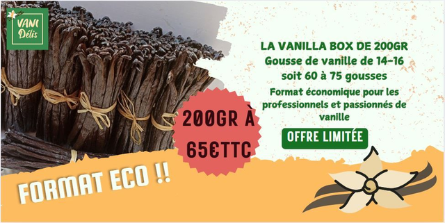 200 gr de Gousses de vanille Medium ( 65 à 70 gousses)