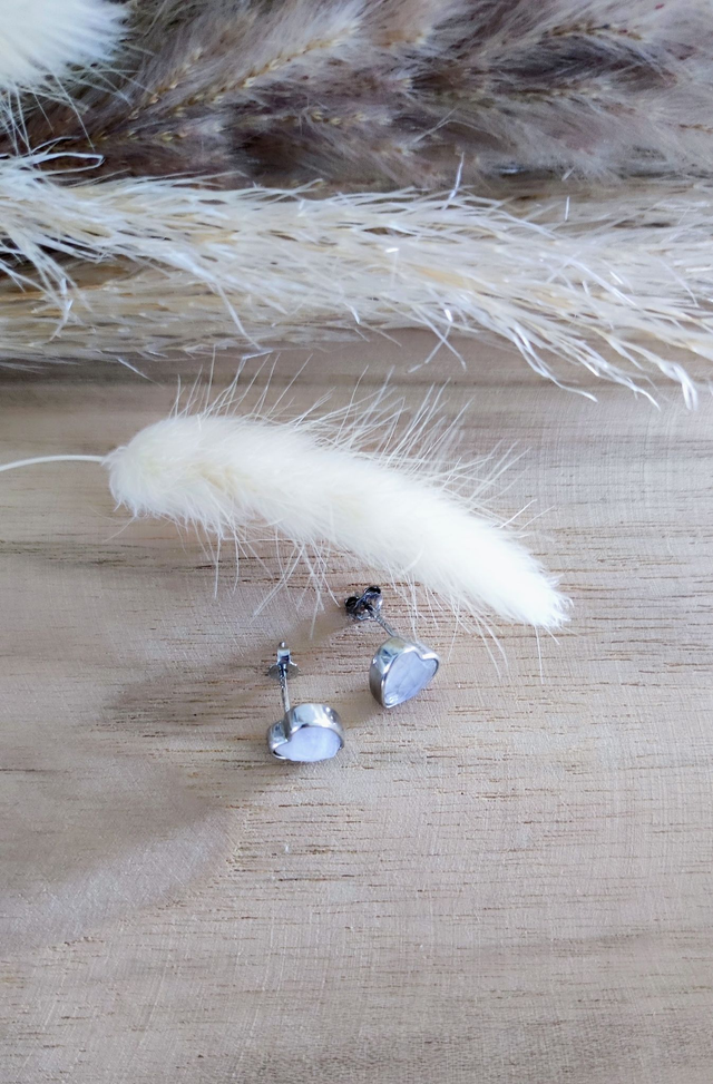 A Boucles d'oreilles Argent 925 Pierre de lune Coeur