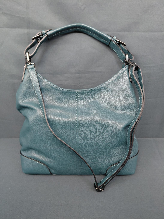 Grand sac en cuir couleur turquoise 