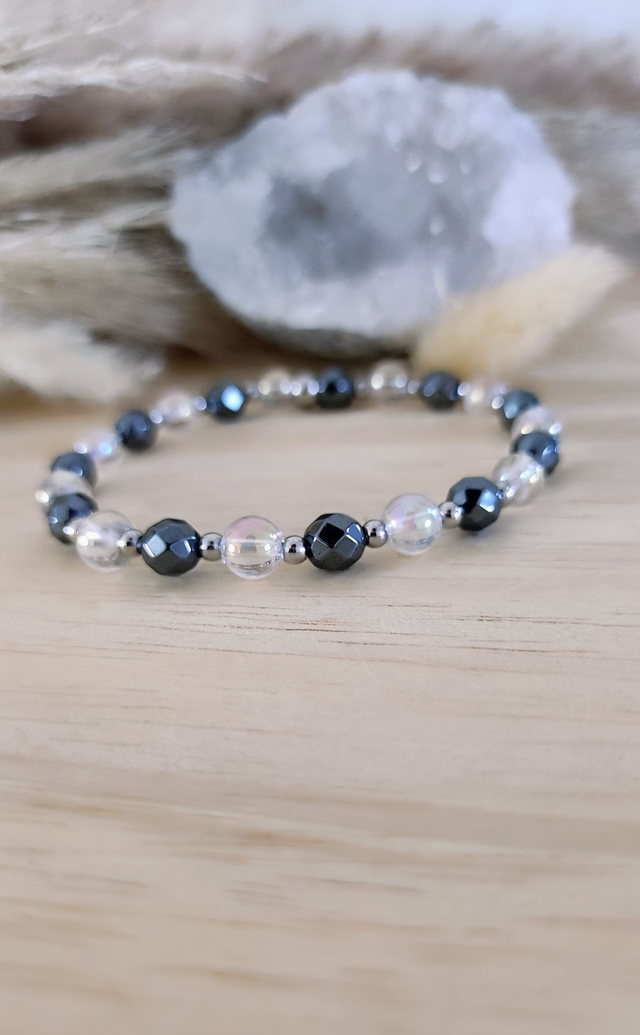 Bracelet "Confiance en soi" Hématite facettée